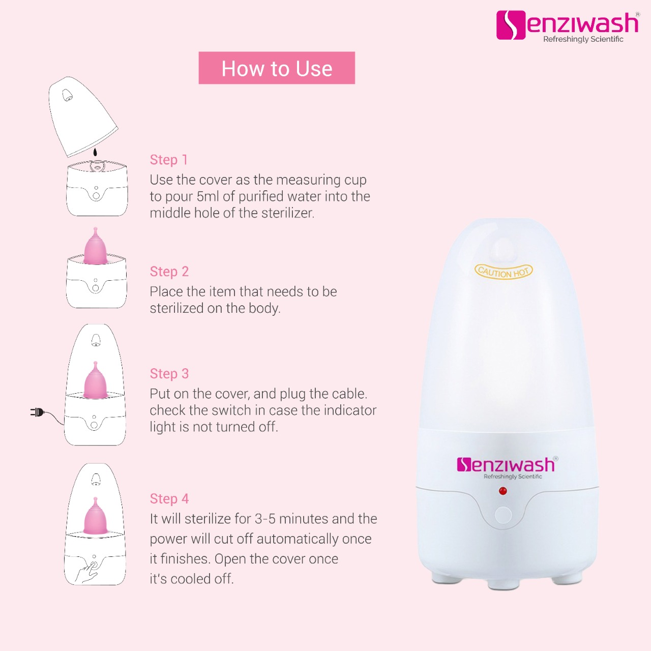 Menstrual cup Steam sterilizer (Electric) Senziwash