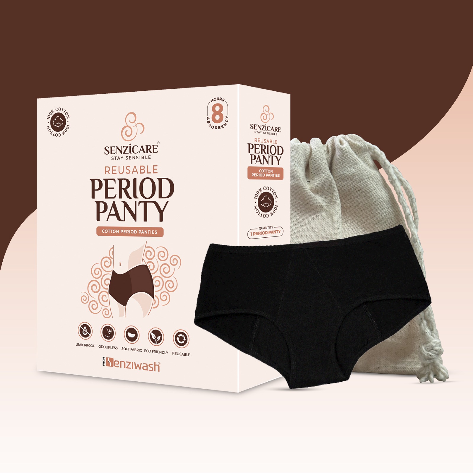 Floren Reusable Period Panty, Leakproof Period Panty, Wide coverage, Stain free period panty for women, No need for pads, Washable upto 60  times - Small, Retail Babu