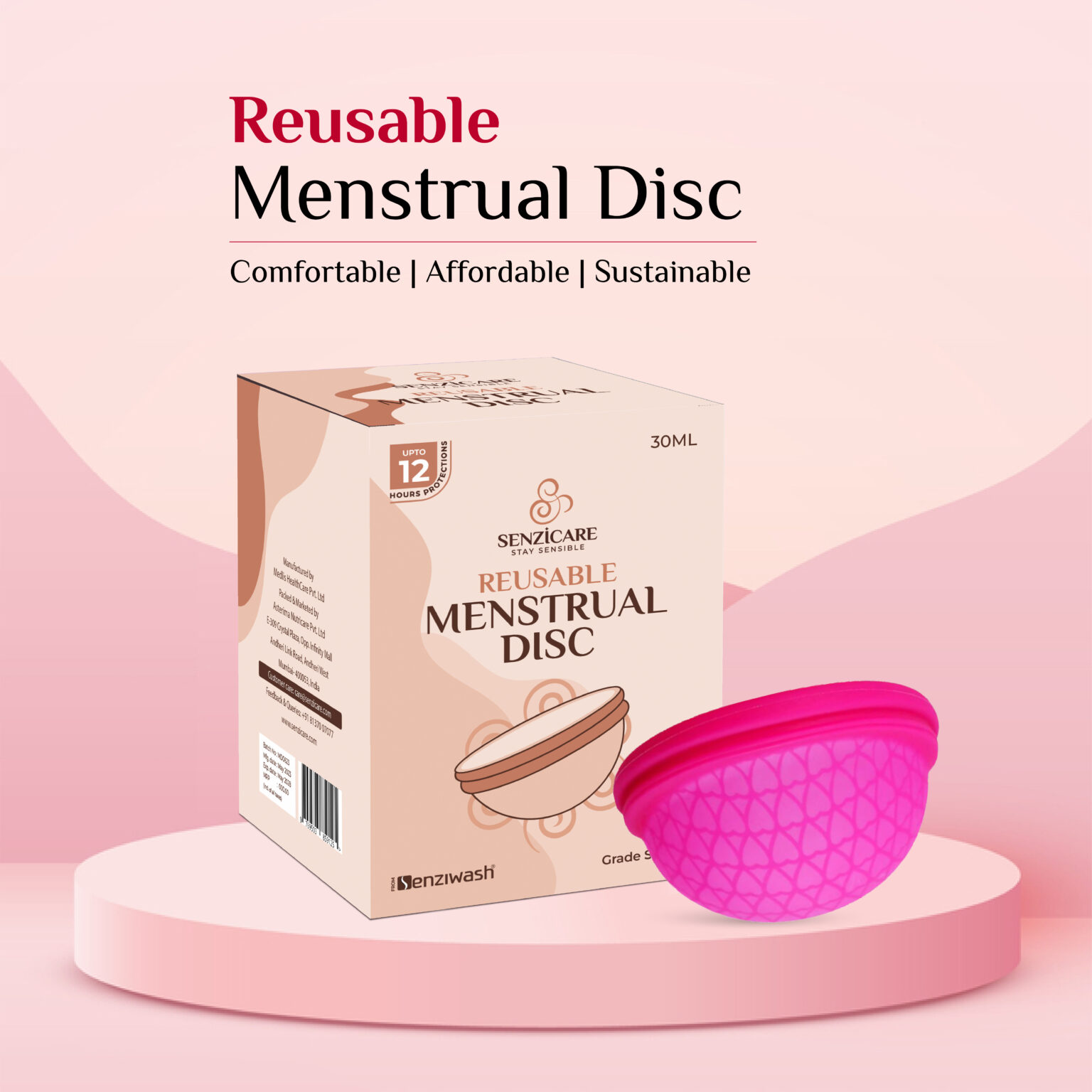 Senzicare Reusable Menstrual Disc for Women Small | Period Disc with ...